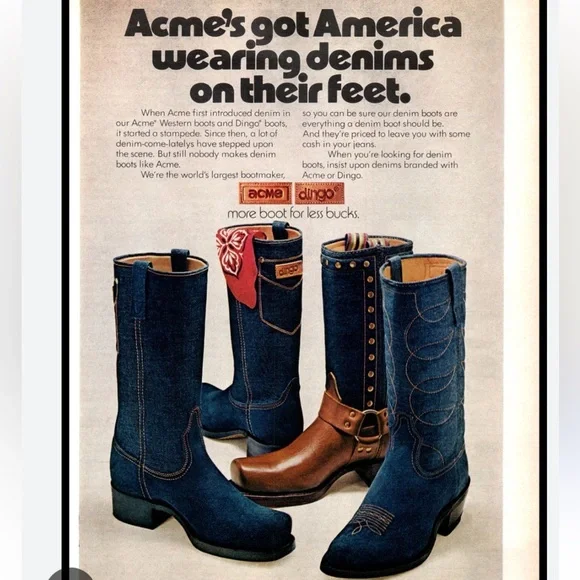 VINTAGE NEW OLD STOCK! ACME denim leather western boots women’s  8 - Picture 15 of 15